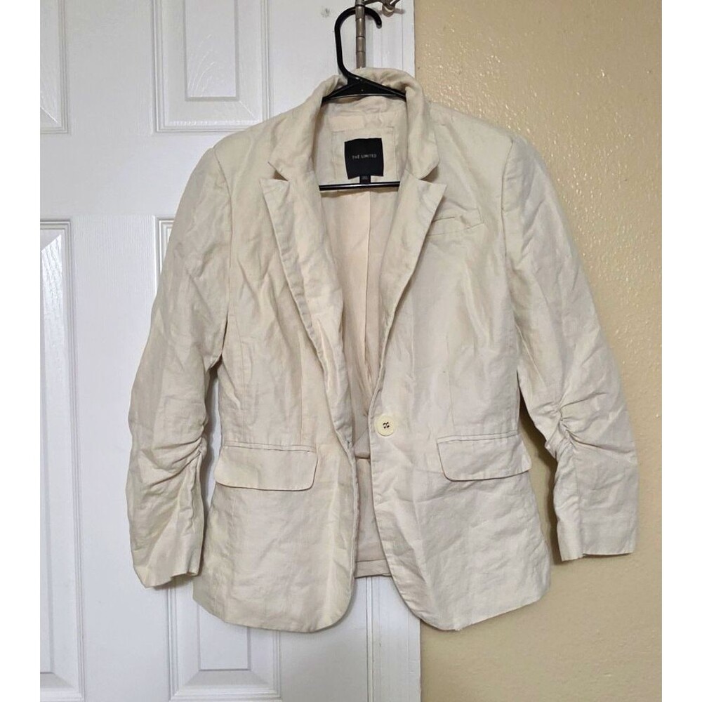 The Limited Beige Women’s Blazer Jacket Size S Lined Button Front Pockets Short